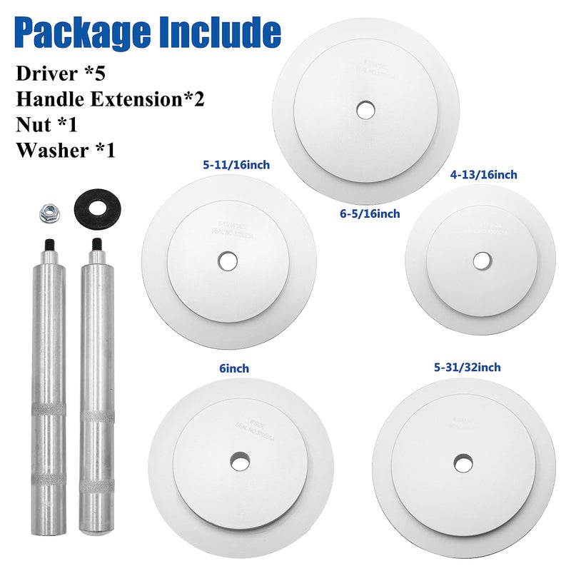 WEST ORGIN 61850 Truck Hub Seal Installer Kit, Bearing Race and Heavy Duty Seal Driver Set,Compatible with Size Seals for Class 7 and Class 8 Trucks,Trailers and Some Medium Duty Trucks, 5 pcs - Image 2